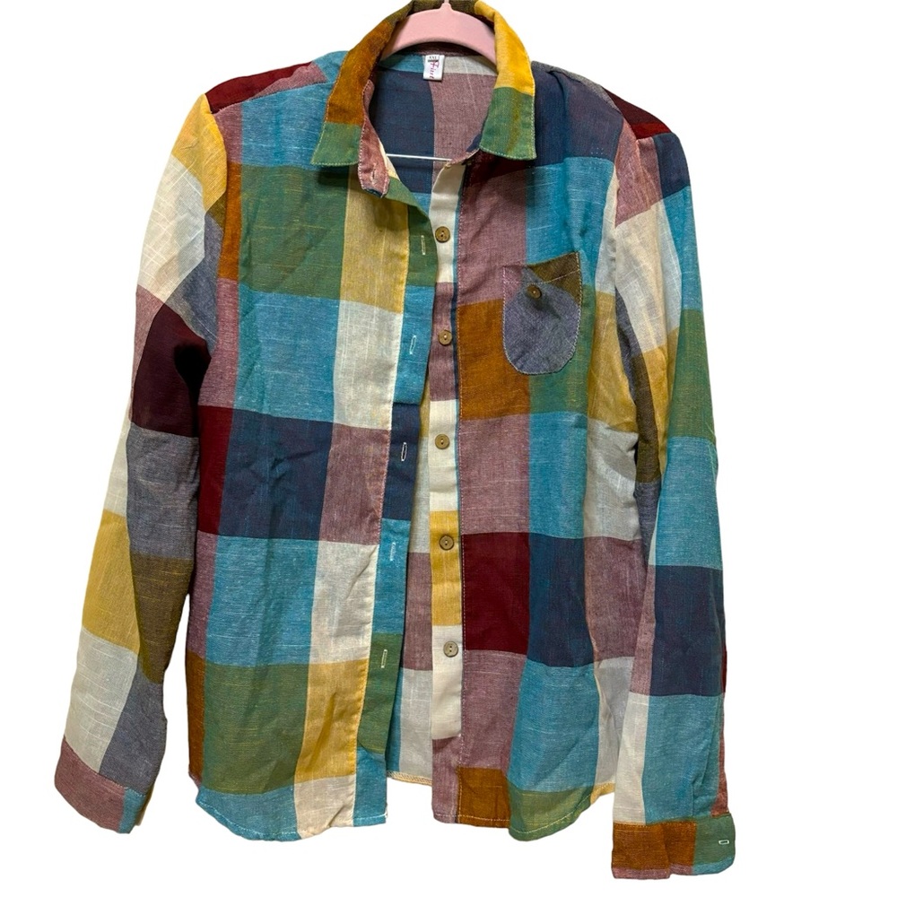 Women’s First Lady Colored Checkered Buttoned Down Flannel Size XXL fits Medium